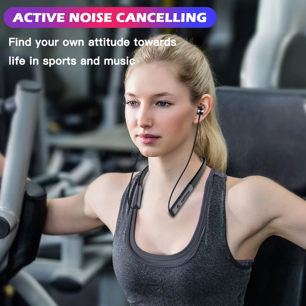 Cigfun Wireless Earphone ANC Headphone Bluetooth5.0 Sport Neckband Headphones With Mic Active Noise Cancelling Headset For Phone