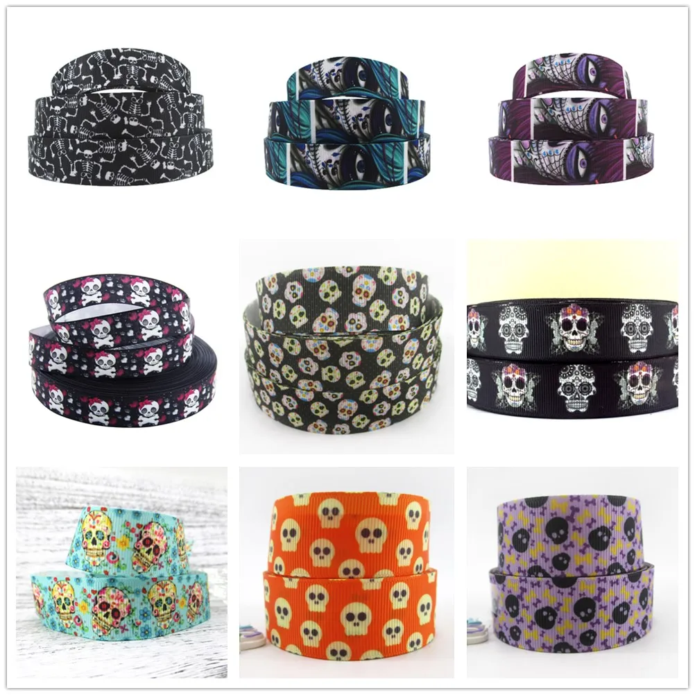 5 ярдов многоразмерная корсажная лента с принтом черепа на Хэллоуин ткань для