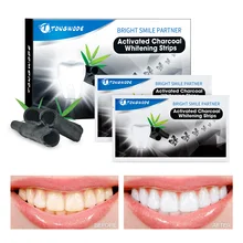 Древесный уголь отбеливание зубов полоски 14 пар уход за зубами шпон для отбеливания зубов Стикеры гигиена полости рта Белые Полоски