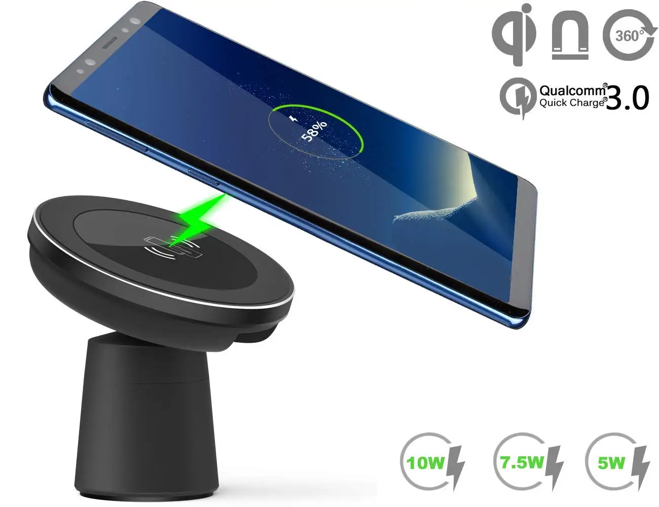 

Magnetic Wireless Car Charger, WYNK Car Mount Phone Holder Fast Charging Compatible for iPhone and All QI-Enabled Device
