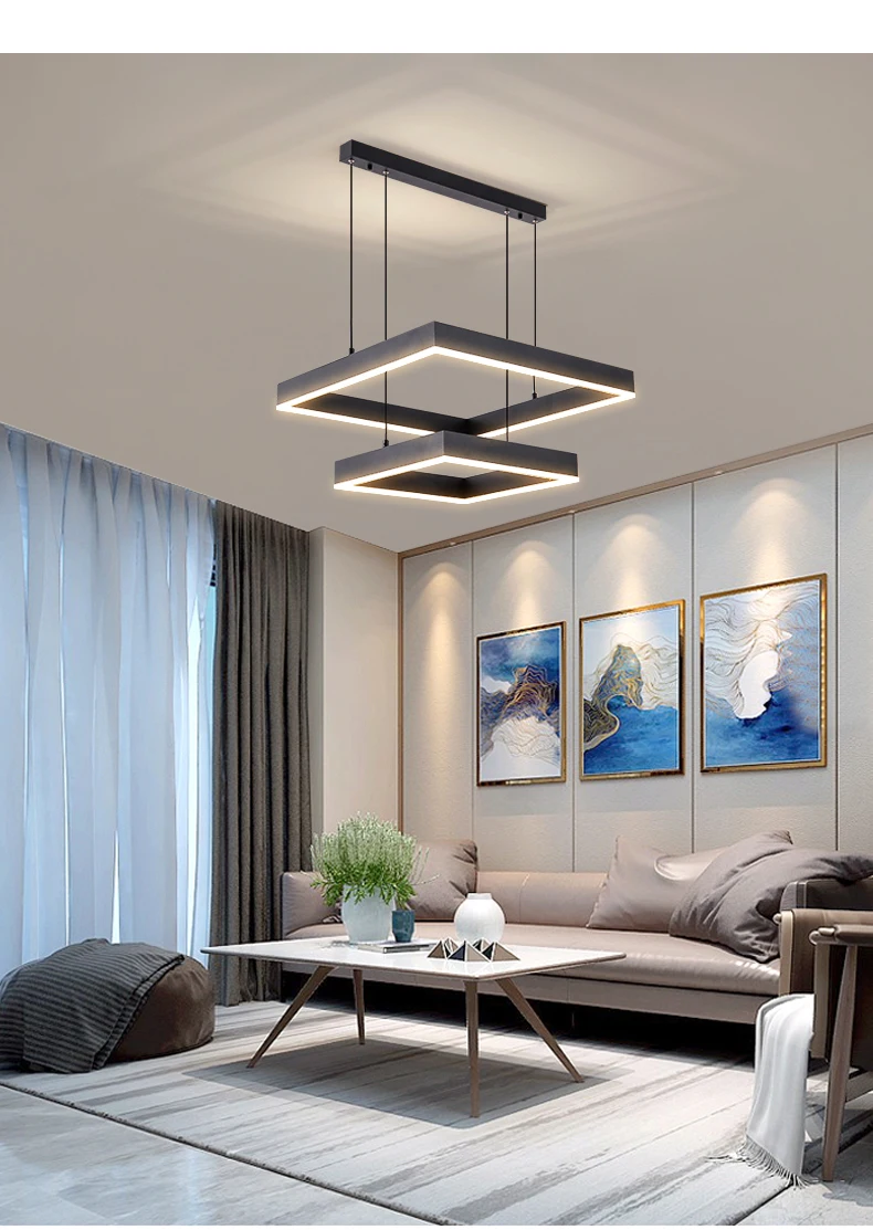 modern crystal chandelier Modern Style LED Chandelier For Living Room Bedroom Dining Room Kitchen Ceiling Pendant Lamp Black Square Design Hanging Light wayfair chandeliers