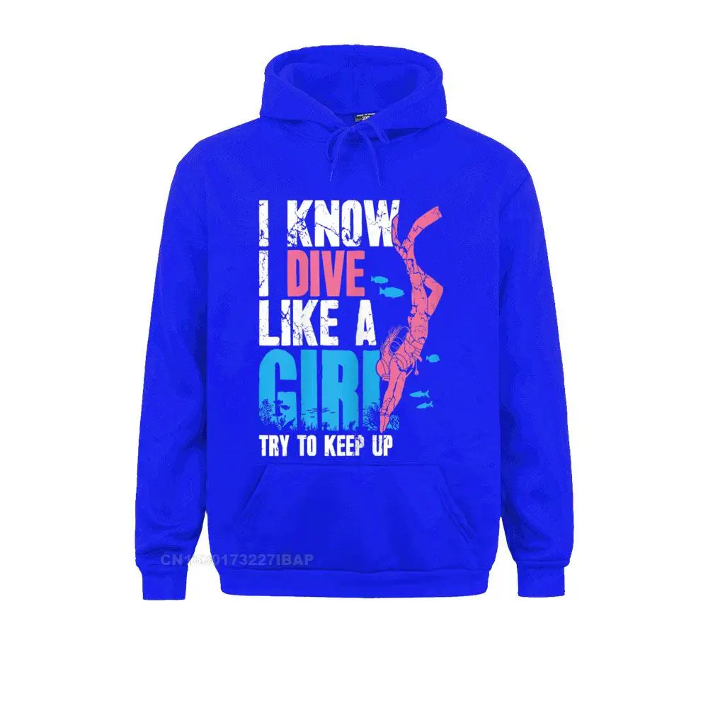 thumbnail image 1 of Sudadera con capucha para mujer, con la frase "Sé que buceo como una chica, trato de mantener el ritmo", sudadera con capucha para mujer, sudadera con capucha, sudadera con capucha de moda y fitness,, 1 of 5
