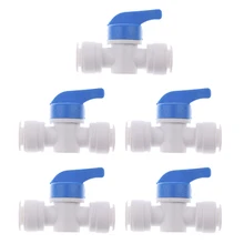 5 штук трубчатый шаровой клапан быстрого подключения фитинг 1/4 дюйма нажимной соединитель клапан пусковой системы RO воды
