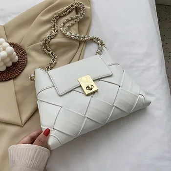 

Small Weave PU Leather Crossbody Bags For Women 2020 Solid Color Shoulder Handbags Female Travel Women's Branded Hand Bag