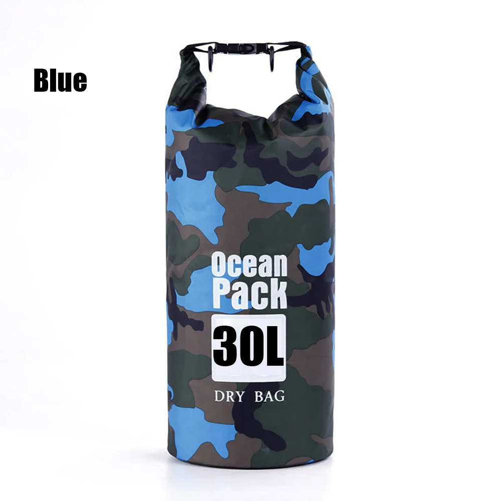 30L-Blue 1 шт. 2/5/10/20/30L ПВХ Камуфляж Водонепроницаемый сухой мешок камуфляж Открытый Дайвинг Складная пляжная сумка для плавания рафтинг река океан рюкзак - Цвет: 30L-Blue