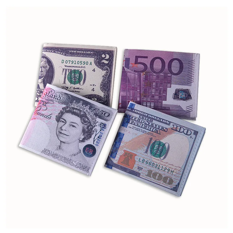 

Cheap Creative Money Printing Pattern Wallet Storage Package Dollar Sterling Euro Ruble Shape Compartment Coin Purse
