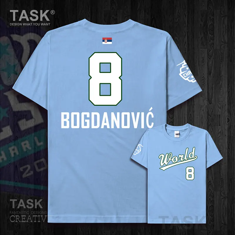 001-LightBlue-01 Bogdan мужские майки Bogdanovic Serbia basketballer star World Team Американский новичок футболка хлопковая толстовка одежда футболки Фанаты - Цвет: 001-LightBlue-01