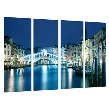 

Landscape Venice Evening, Italy, Bridge Venice, photo print on wood, modern picture decorative 26549