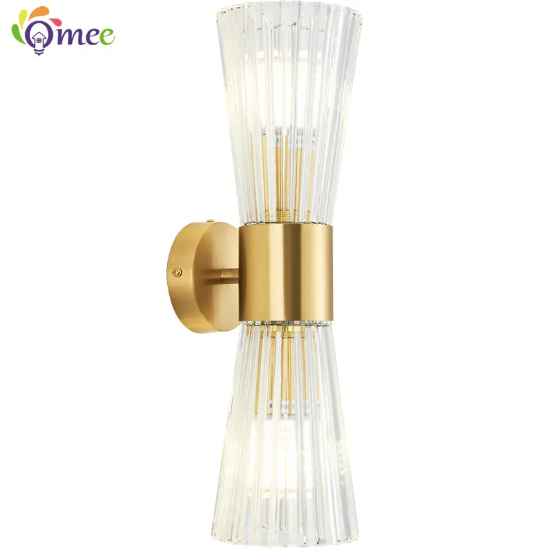 Nordic LED Wall Lamps Glass Bedroom Bedside Lamp Living Room Background Corridor Foyer Creative Sconce Wall LightS Fixture E14