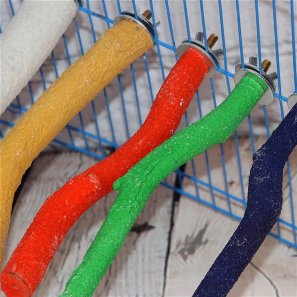 1PC Parrot Wooden Stand Parrot Station Rack Pet Bird Hanging Cage Perch Platform Bird Holder Parrot Bites Random Color Toy