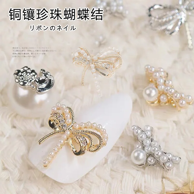 10 teile/los Bogen Schmetterling Legierung Zirkon Kristalle Strass Perlen Nail Art Schmuck Dekorationen Nägel Zubehör Charms Lieferungen – Detail 1