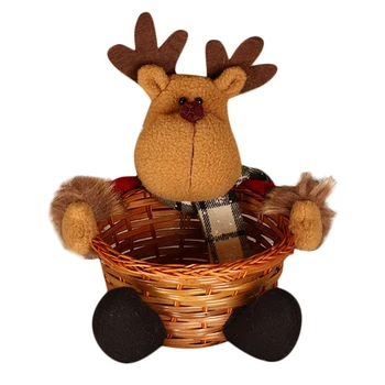 

Cute Christmas Candy Fruit Snack Storage Basket Bamboo Christmas Gift Holder Basket Creative Merry Christmas Decoration Christma