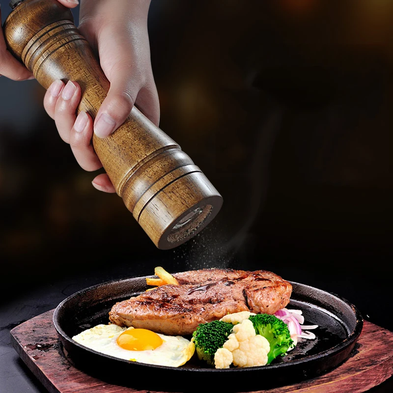 

1Pcs Salt Pepper Mill Wooden Spice Grinder Handheld Seasoning Mills Cooking BBQ Tools Kitchen Gadgets Accessories Supplies Item