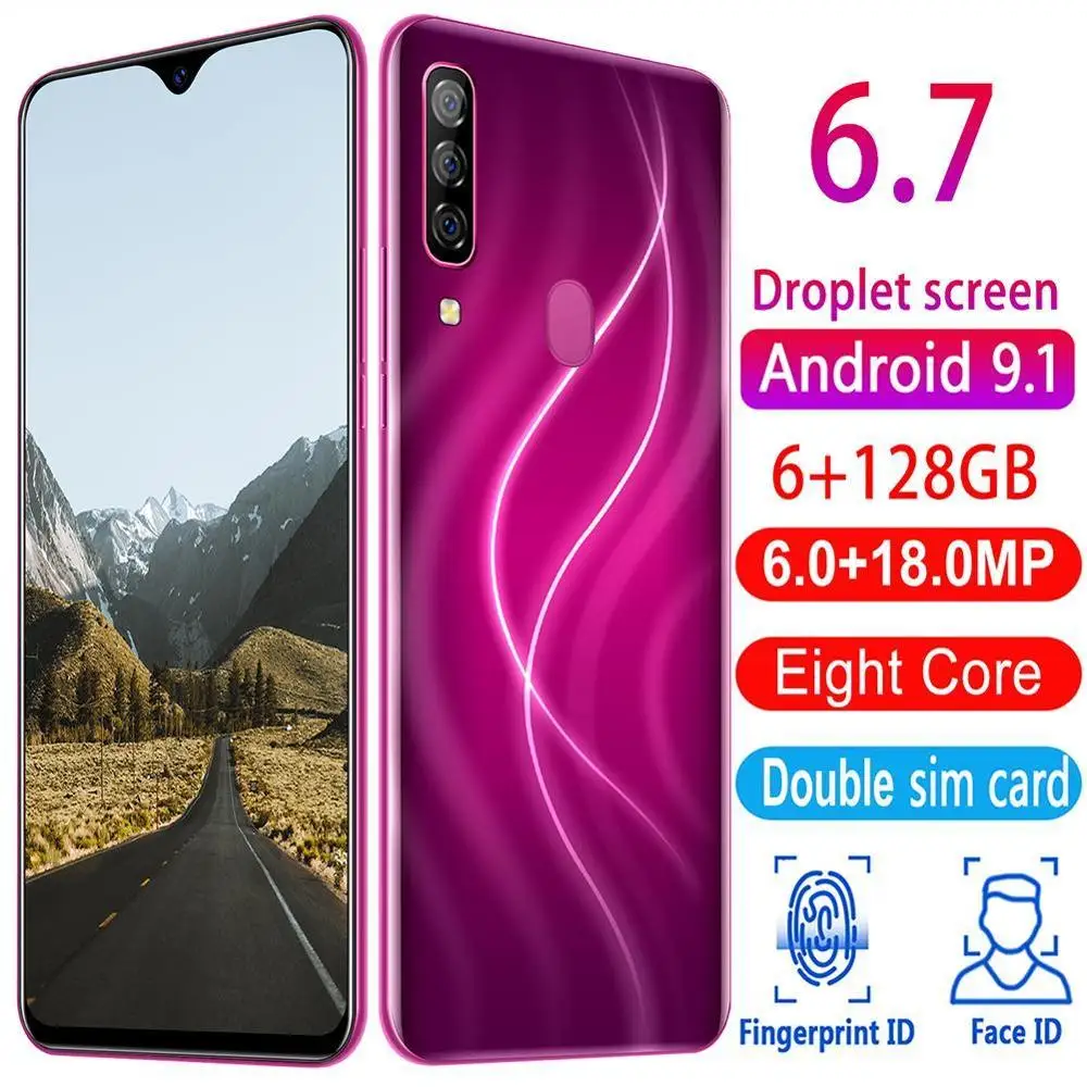 

New Smartphones A70 Pro 6G RAM 128G ROM cell phones Unlocked 720x1560 Recognition HD+ Fingerprint Android Mobile Phones 6.7 I1I9