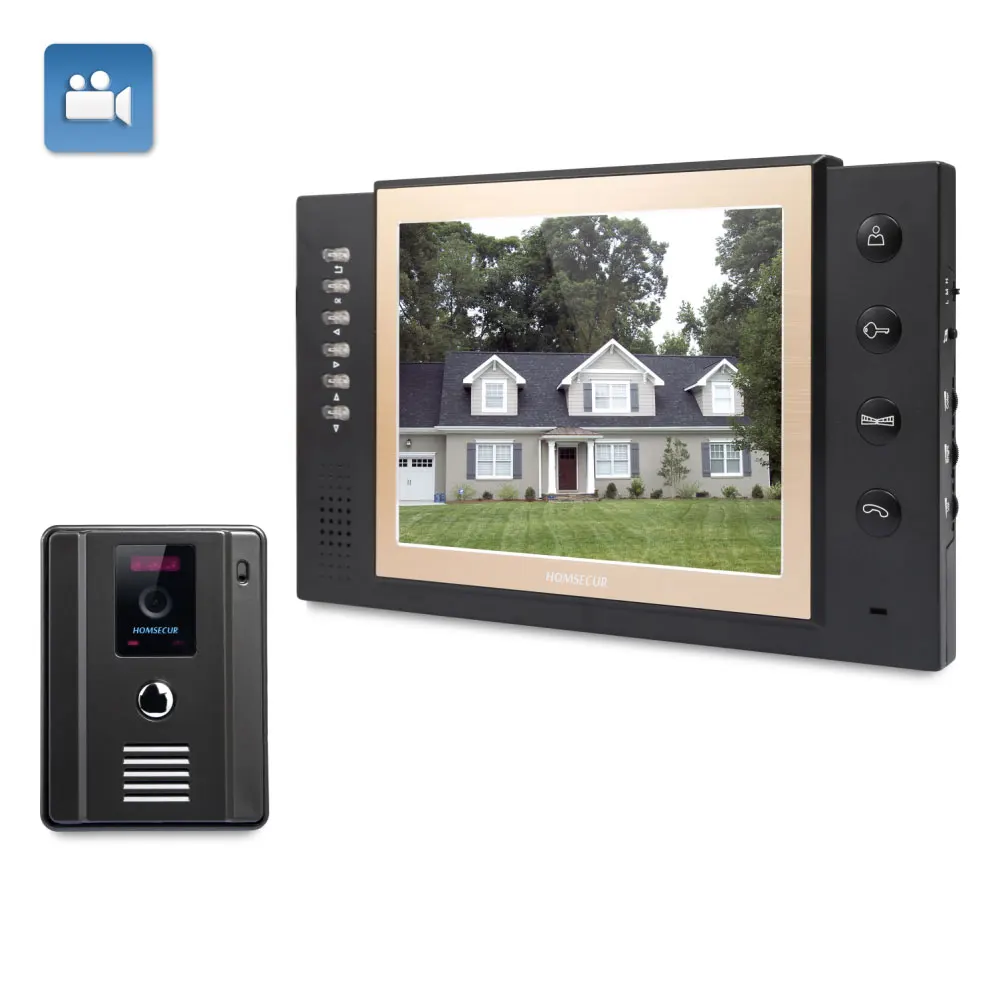 

EU Delivery HOMSECUR 8" Wired Video&Audio Smart Doorbell Snapshot+One Button Unlock 1C1M TC011-B / TC011-W+TM801R-B