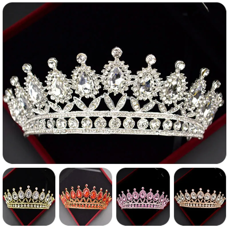 Взрыв Ретро многоцветный барокко корона для невесты Роскошная Королева Хрустальная корона Принцесса День Рождения Вечеринка головной убор