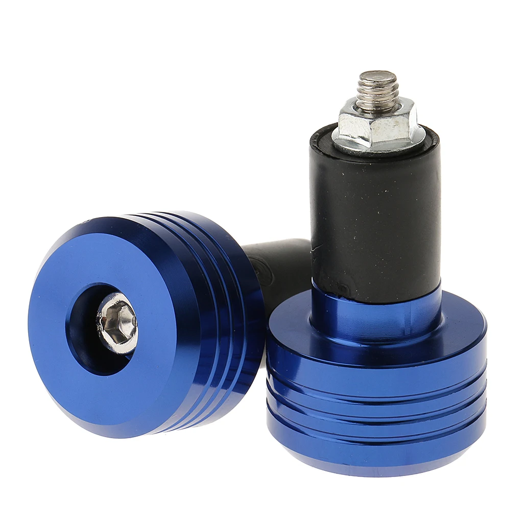 2pc Motorcycle Handlebar Aluminum 22MM Grips Bar End Cap Plug Slider Blue