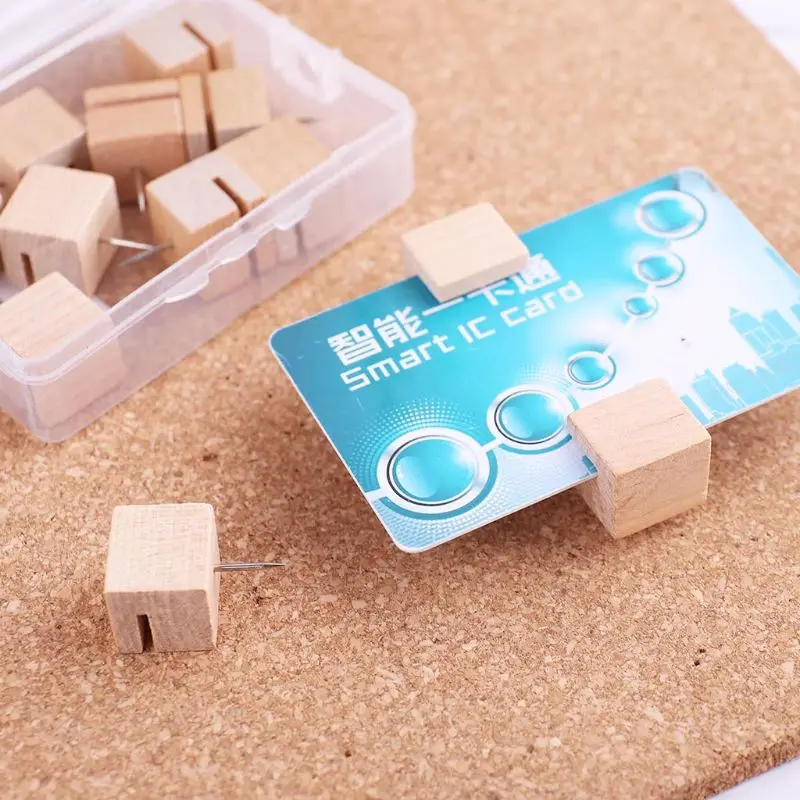 Chinchetas de madera con forma de uña cuadrada para niños, 6/12 Uds., chinchetas de tablero, chinchetas de dibujo, tacos de pared de fotos, suministros escolares