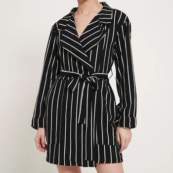 

Spring Autumn Western Style Fashion Loose Striped Long Sleeve Lace-up SML XL XXL Woman Casual Shorts Jumpsuits lady playsuits