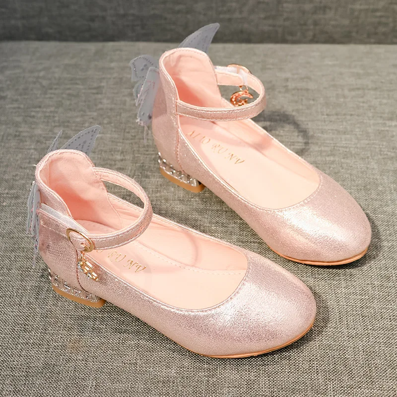 

New Girls Pink High-heeled Shoes Big Virgin Princess Shoes Soft Bottom Crystal Piano Performances With Dance Shoes