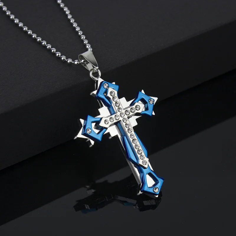 2021 Fashion New Black Rectangle Pendant Necklace Men Trendy Simple Stainless Steel Chain Men Necklace Jewelry Gift 