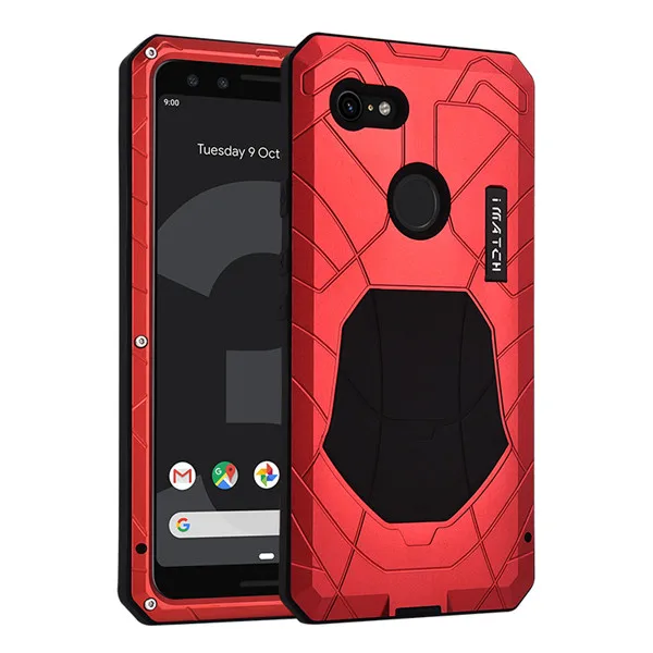 Для Google Pixel 3 Чехол Жесткий Алюминиевый металлический протектор экрана из закаленного стекла Подарочный чехол для Google Pixel 3 сверхмощная защита - Цвет: red