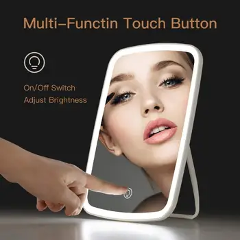 

Jordan&Judy Makeup Mirror LED Cosmetic Mirror Touch Dimmer Switch Battery Operat Stand For Tabletop Bathroom Bedroom Travel