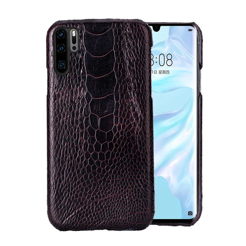 Phone Case For Huawei P20 P30 Mate 10 20 Pro lite case Y6 Y9 2018 P Smart 2019 Natural ostrich skin For Honor 7A 7X 8X 9 10 lite