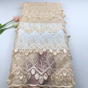 

African Lace Fabric 2020 High Quality nigerian Embroidered tulle Lace Fabric with sequence for Women Wedding Dress