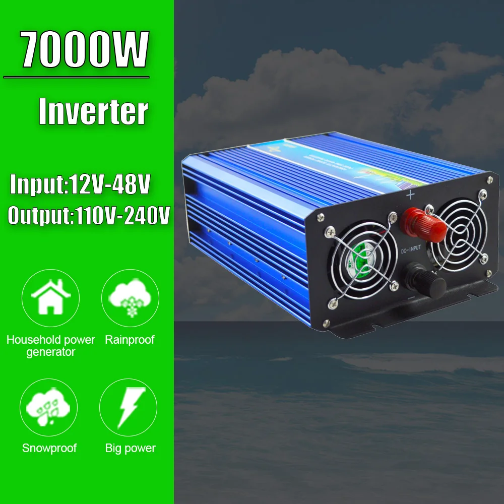 

7000W Off Grid Pure Sine Wave Inverter For Solar Wind System For 12V/24V/48V Input 110V 220V DC Output home use