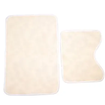 

2PCS Coral Velvet Soft Non Slip Bath Shower Mat Toilet Pedestal Floor Rug Carpet