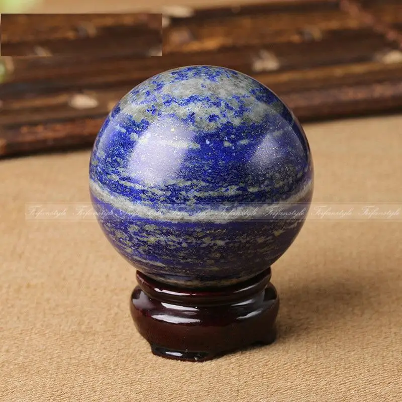 

1PC Natural lapis lazuli Crystal Healing Ball Sphere 50MM + Stand natural stones and minerals F854-5CM