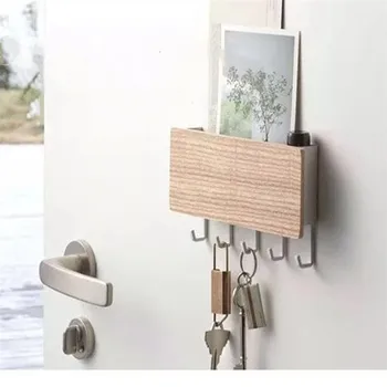 

Wall-Mounted Wooden Storage Holder Sundries Storage Box Key Rack Hanger Organizer Decorative Wall Shelf
