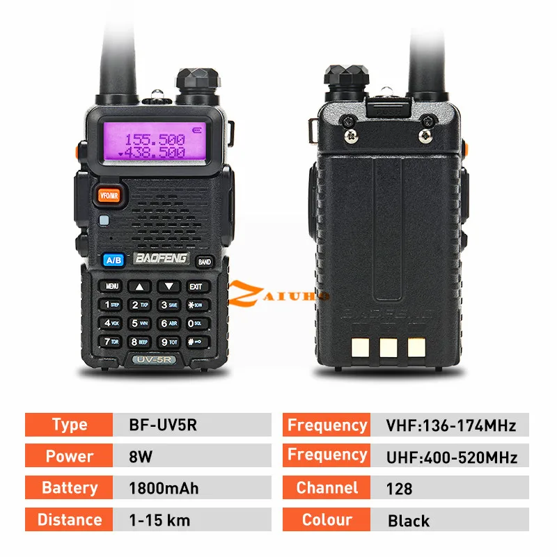 Оригинальный 8 Вт UV 5R иди и болтай Walkie Talkie “иди 10 км Baofeng uv5r CB Охота радио uv 5r 9R 82 8HX