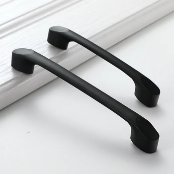 FCFC American Style Black Cabinet Handles Solid Zinc Alloy Kitchen Cupboard Pulls Drawer Knobs Furniture Handle Hardware