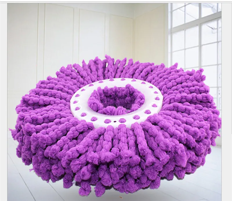 Вращающаяся Швабра на 360 °, Легкая очистка, сменные головки для круглой или треугольной очистки дома - Цвет: Purple Round