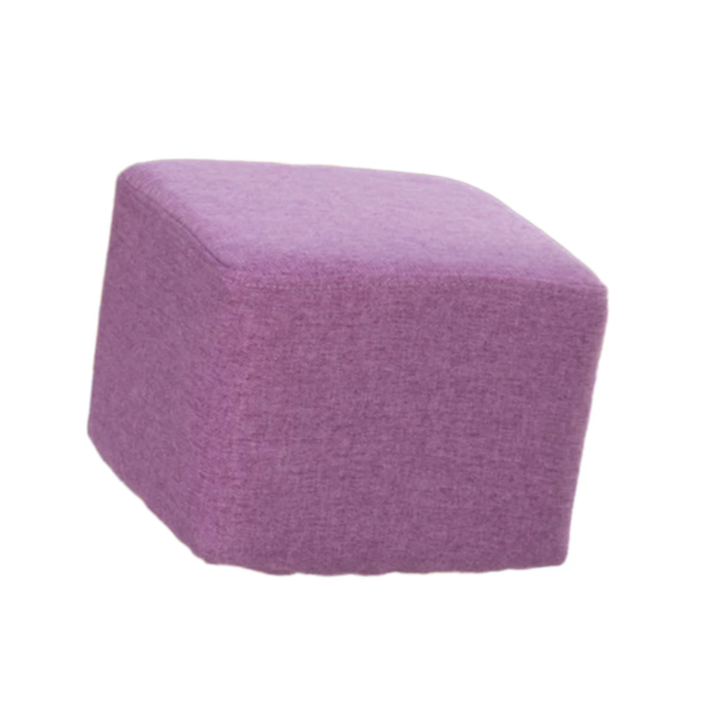 Linen Cotton Ottoman Cover Square Stool Covers Slipcover for Footstool Decor, 8 Colors choice