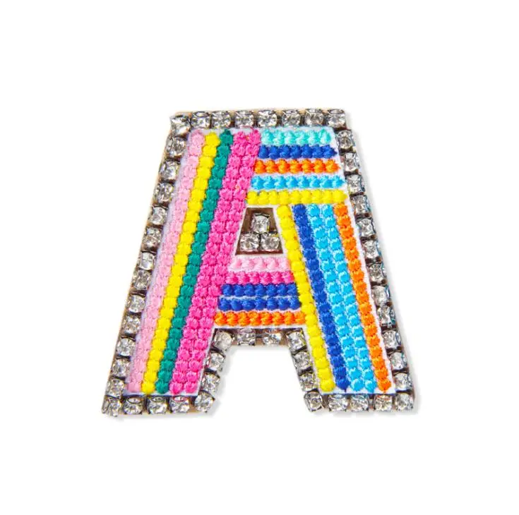 1Pcs New Color Letters Patch Alphabet Brooch Embroidered Beads Applique Diy Name Letters Patches For Clothing Coat, Hat, Bag
