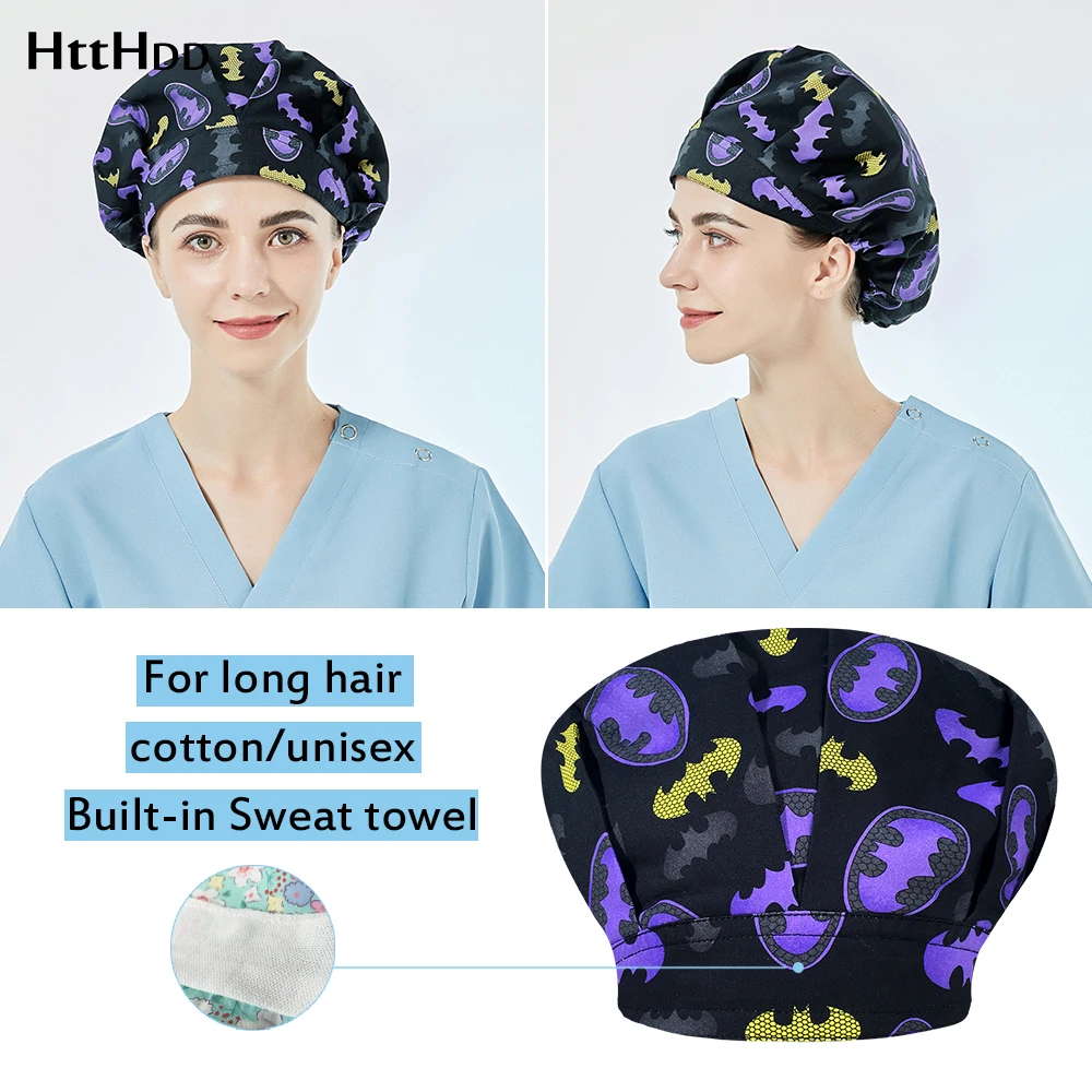 

unisex Health service working hats print spa work caps Lab dust-proof scrubs cap Multicolor women scrubs hats Pet store work cap