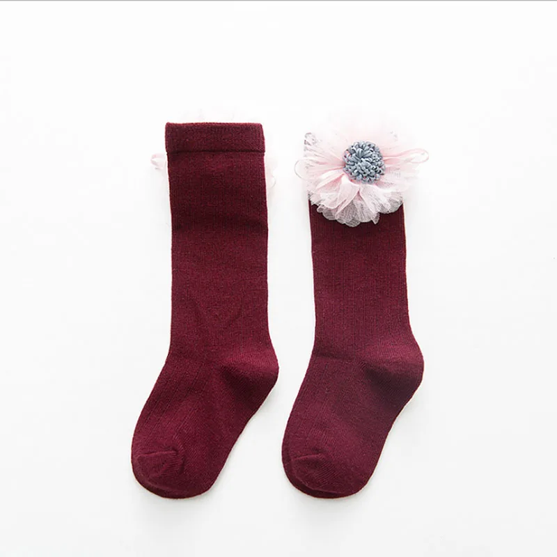 Детские носки для девочек, Гольфы с цветочным принтом, милые детские модные длинные хлопковые носки принцессы, носки для маленьких девочек - Цвет: 2