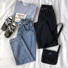 Mooirue осень зима для женщин джинсы для Эластичный Высокая талия широкие брюки джинсовые штаны низ