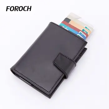 

2020 New Credit Card Holder Men And Women Solid PU Leather ID Card Wallet Hasp Slim Front Pocket Magnetic Business RFID Purse