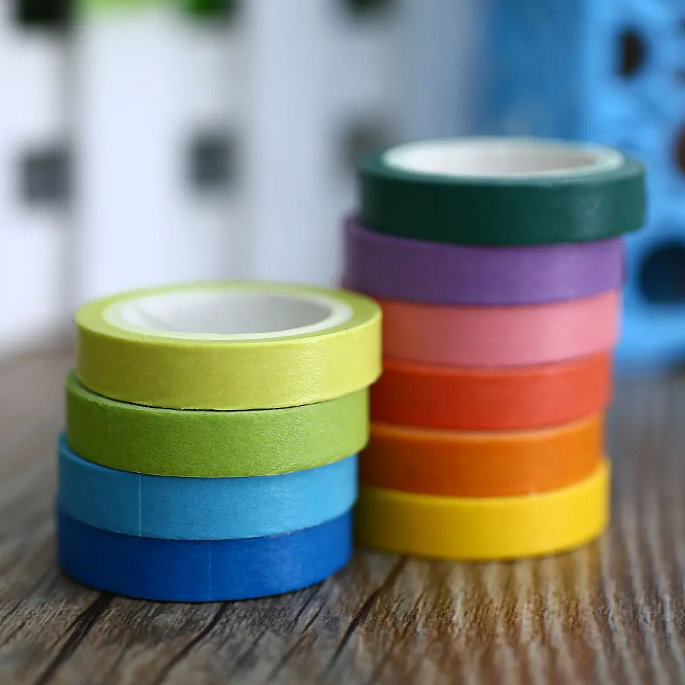 Липкий Бумага Радуга Washi 10 шт. клей малярный Скрапбукинг Декоративные Япония клейкие Ленты Плоская медная клейкая лента