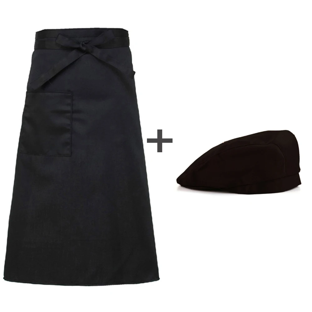 Униформа шеф-повара для унисекса, униформа для ресторана, S-3XL,, для женщин и мужчин, с длинным/коротким рукавом, для кухни, отеля, шеф-повара, куртка, форма для выпечки - Цвет: apron and cap