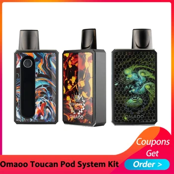

Omaoo Toucan Pod Kit 900mAh Battery 2ml Cartridge Pod System Atomizer 1.2ohm Ceramic Coil Electronic Cigarette Vape Vaporizer