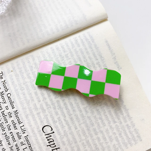 2021 Autumn New Fashion Women Hair Claw Clip Accessories Acrylic Geometric Color Grid For Sweet Girls Shark Hairpins Headdress B-01