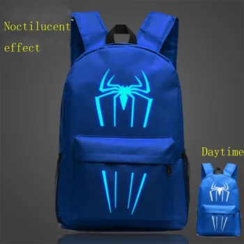 

2019 Fluorescent Luminous Spiderman Spider Boy Girl School bag Women Bagpack Teenagers Schoolbags Men Children Student Backpacks