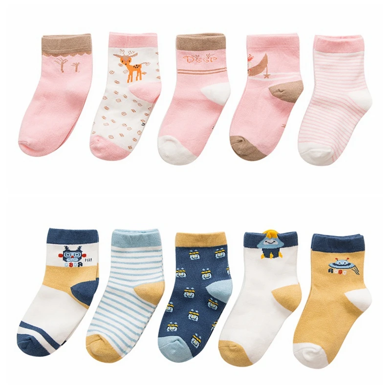 

Cute Child Baby Cotton Socks 5Paris/lot 2019 New Autumn Kids Socks Set Warm Cartoon Baby Boys Girls Socks 1-5Y