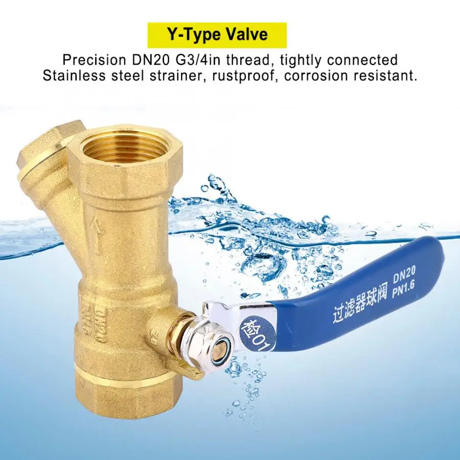 DN20 G3/4in резьбовой шаровой клапан y-типа фильтр шаровой клапан латунь один способ мама резьба клапан для воды