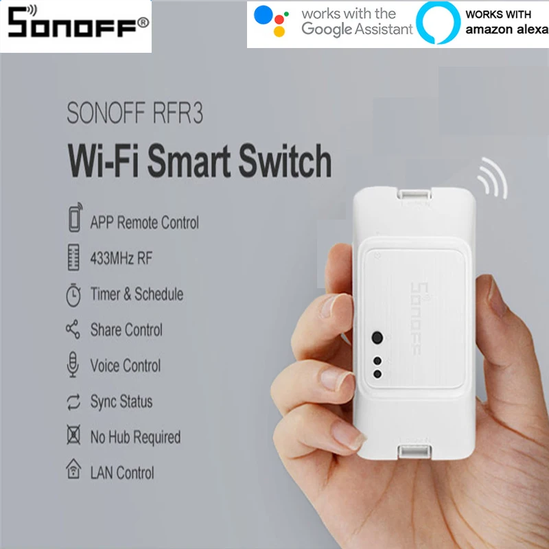 Смарт переключатель SONOFF RFR3 с Wi Fi совместим Alexa Google Home IFTTT RFR3|Смарт-гаджеты| |